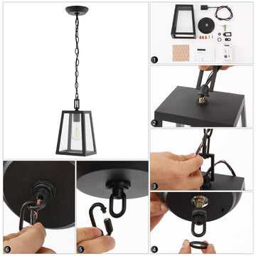 Glendale 6.75" Farmhouse Industrial Iron/Glass Outdoor LED Pendant - JONATHAN Y